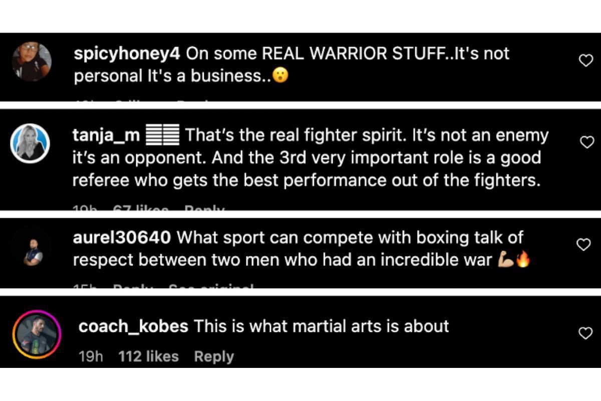 Screenshot of fans' comments